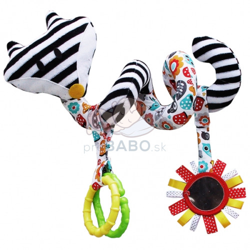 Hencz Toys Edukačná hračka Hencz s hrkálkou a zrkadlom - LIŠKA - špirála -bielo-čierna