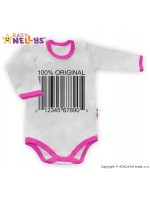 Baby Nellys Body dlhý rukáv 100% ORIGINÁL - sivé / ružový lem, veľ. 86