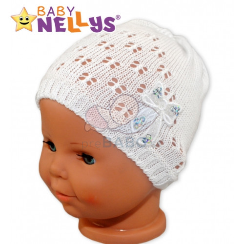Háčkovaná čiapočka Mašle Baby Nellys ® - s flitry