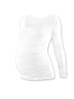 JOŽÁNEK Tehotenské tričko Johanka s dlhým rukávom - biela, XXL/XXXL