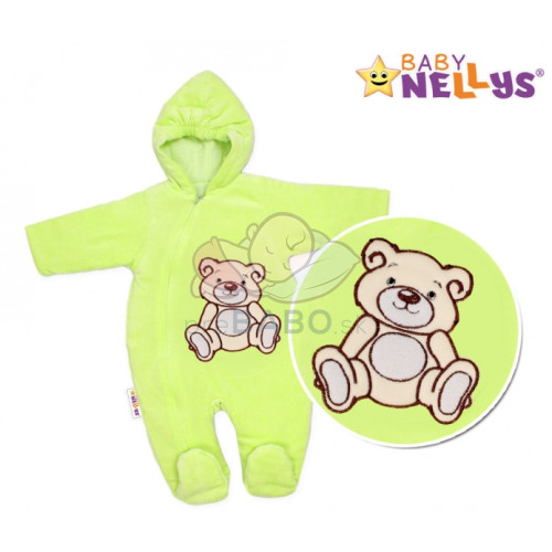 BABY NELLYS Kombinézka/overal Medvedík Teddy - zelená