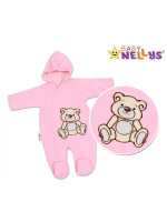 BABY NELLYS Kombinézka/overal Medvedík Teddy - ružová