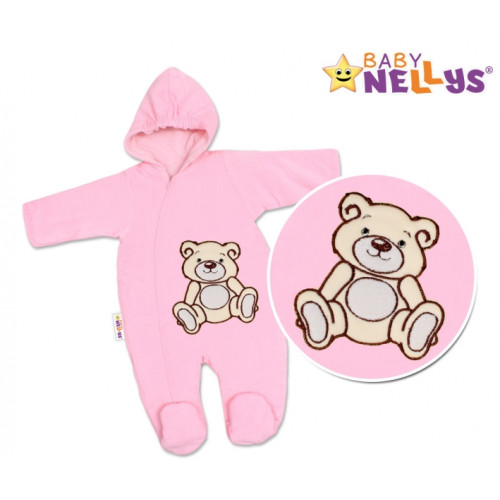 BABY NELLYS Kombinézka/overal Medvedík Teddy - ružová