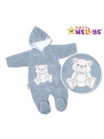 BABY NELLYS Kombinézka/overal Medvedík Teddy - šedá