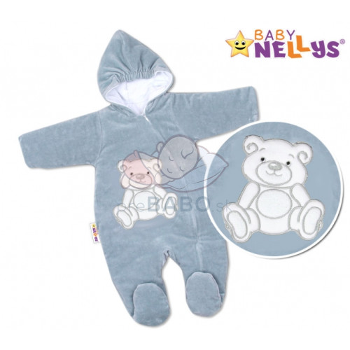 BABY NELLYS Kombinézka/overal Medvedík Teddy - šedá