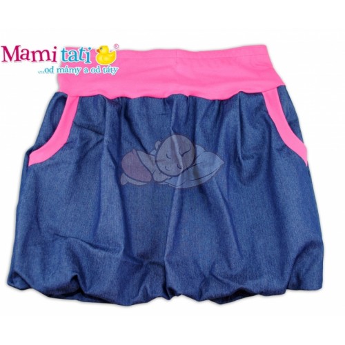 Mamitati Balónová sukně NELLY  - jeans denim granát/ růžové lemy