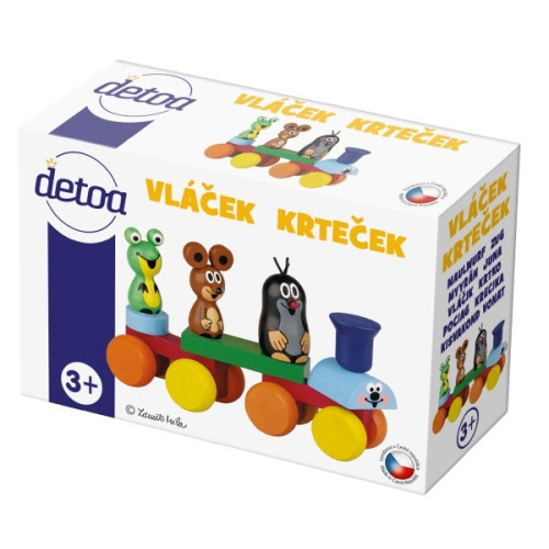 Teddies Vlak Krtek dřevo 15cm v krabičce