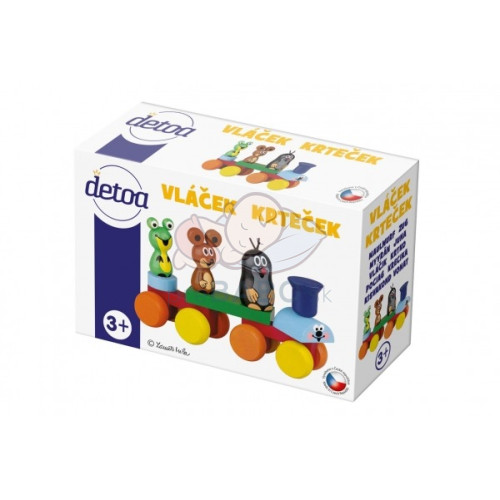 Teddies Vlak Krtek dřevo 15cm v krabičce