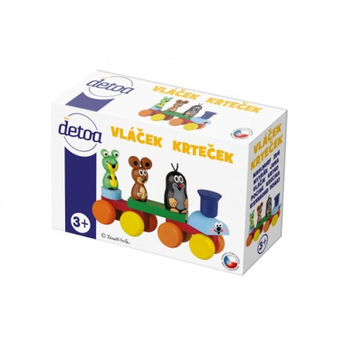 Teddies Vlak Krtek dřevo 15cm v krabičce