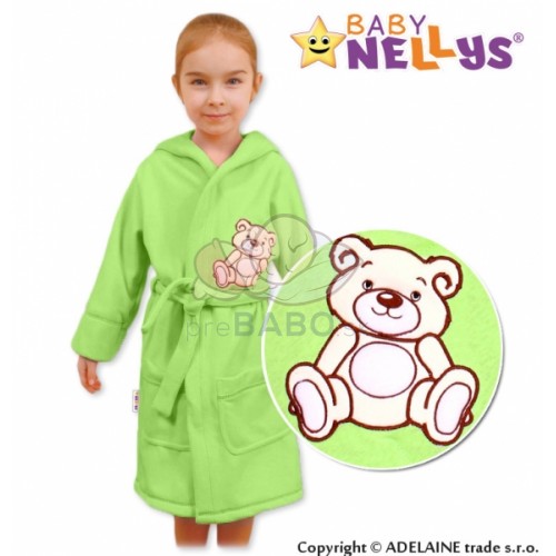 Baby Nellys Detský župan - Medvedík Teddy - zelený