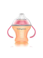 BabyOno Nekvapkajúci hrnček s tvrdým náustkom Baby Ono - oranžovo/ružová