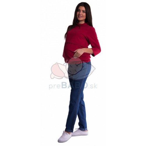 Be MaaMaa Tehotenské nohavice letné bez brušného pásu -  tmavý jeans