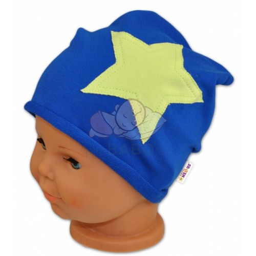 Bavlnená čiapočka s hviezdou Baby Nellys ® - tm. modrá, veľ. 104/116