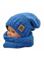 BABY NELLYS Jesenná/zimná čiapka s komínkem - modrá