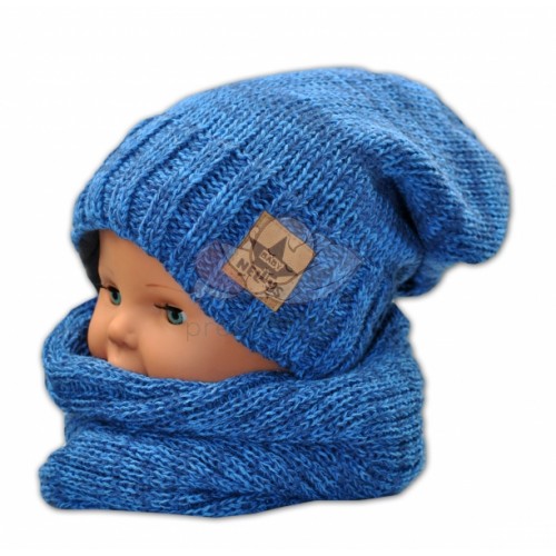 BABY NELLYS Jesenná/zimná čiapka s komínkem - modrá