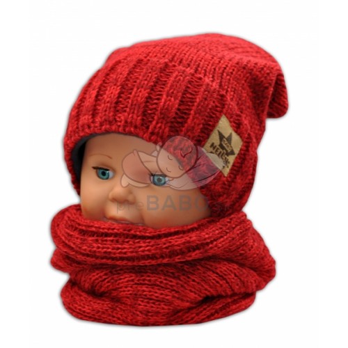 BABY NELLYS Jesenná/zimná čiapka s komínkem - červená