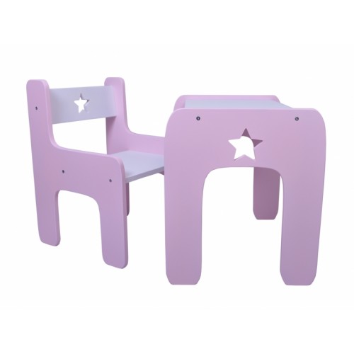 NELLYS Sada nábytku Star - Stôl + stoličky - rúžová s bielou