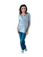 Be MaaMaa Tehotenské, dojčiace pyžamo, 3/4 rukáv - šedá/jeans, vel´. XXXL