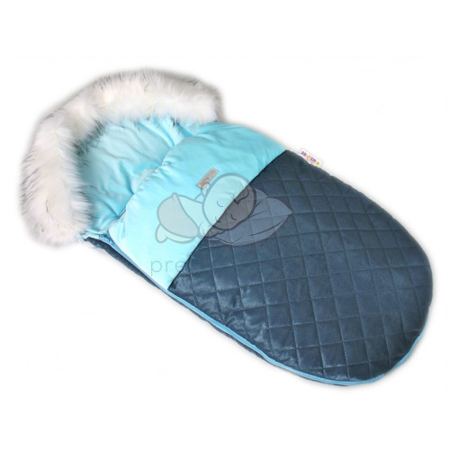 Baby Nellys Fusak, spacáček 105x55 Velvet exkluzív prešívaný - modrý