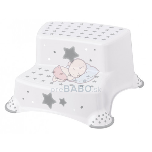 Stolička - schodíky s protišmykom Baby Star - biele