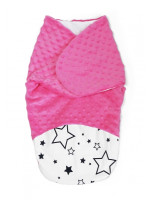 Baby Nellys Zavinovačka, spacáček s Minky, 0-6m - Hviezdy a hviezdičky, Minky ružová