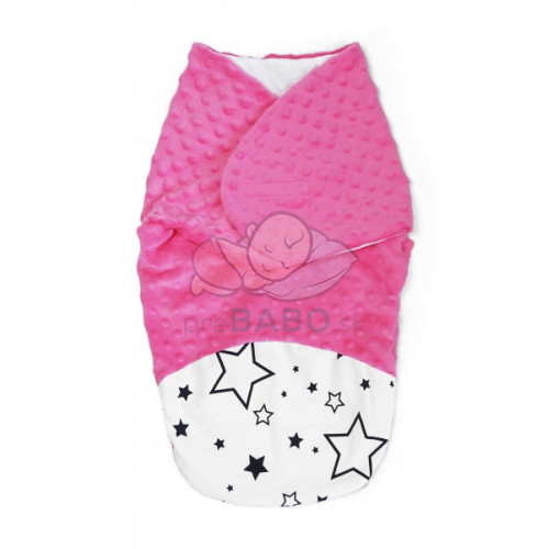 Baby Nellys Zavinovačka, spacáček s Minky, 0-6m - Hviezdy a hviezdičky, Minky ružová