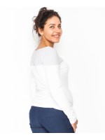 Be MaaMaa Tehotenské tričko / blúzka dlhý rukáv Anna, veľ. XL - bílé/sivý melír